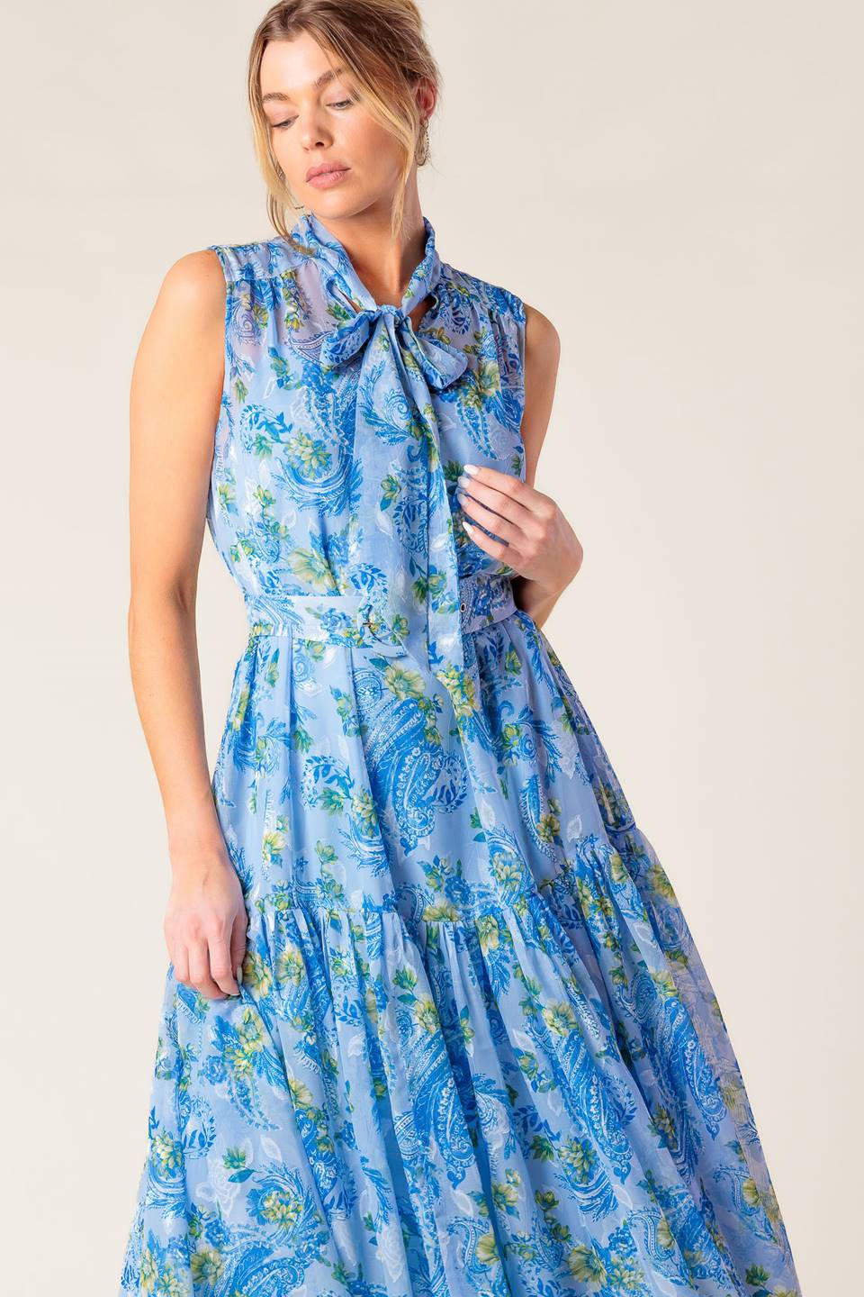 EVER AFTER POWER BLUE WOVEN MIDI DRESS - By Baano