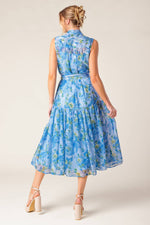 EVER AFTER POWER BLUE WOVEN MIDI DRESS - By Baano
