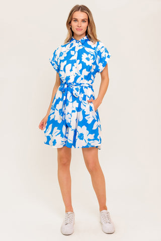 CITRUS CRUSH BLUE WOVEN MINI DRESS - By Baano