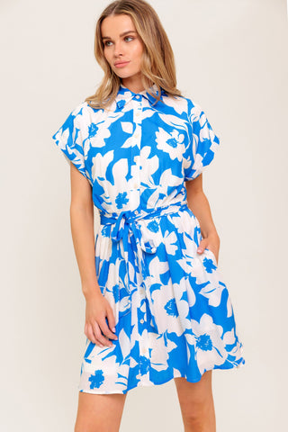 CITRUS CRUSH BLUE WOVEN MINI DRESS - By Baano