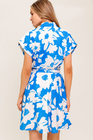 CITRUS CRUSH BLUE WOVEN MINI DRESS - By Baano