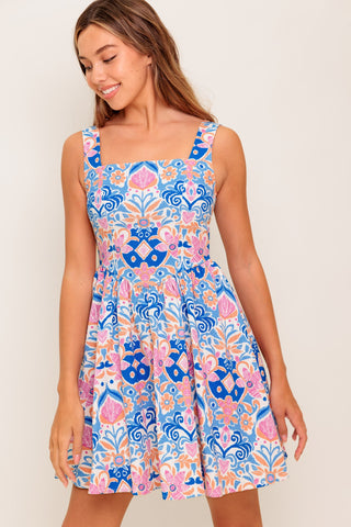 SUMMER BLOOM WOVEN MINI DRESS - By Baano