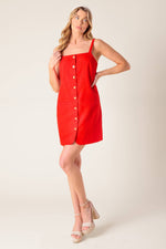 CHASING JOY RED WOVEN MINI DRESS - By Baano