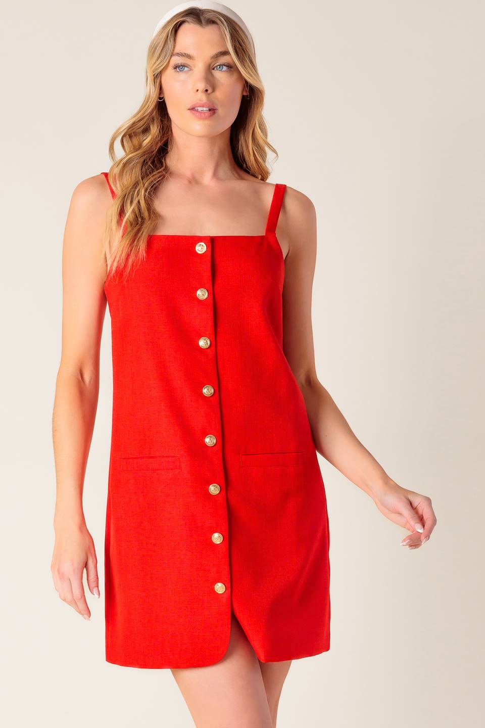 CHASING JOY RED WOVEN MINI DRESS - By Baano