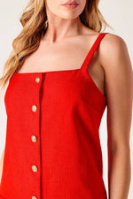 CHASING JOY RED WOVEN MINI DRESS - By Baano