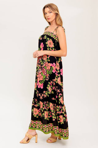 SUMMER GLOW BLACK WOVEN MAXI DRESS - By Baano