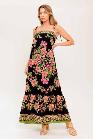 SUMMER GLOW BLACK WOVEN MAXI DRESS - By Baano