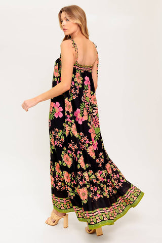 SUMMER GLOW BLACK WOVEN MAXI DRESS - By Baano