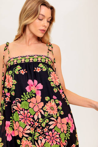 SUMMER GLOW BLACK WOVEN MAXI DRESS - By Baano