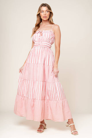 GIA PEONY PINK WOVEN MAXI DRESS - By Baano
