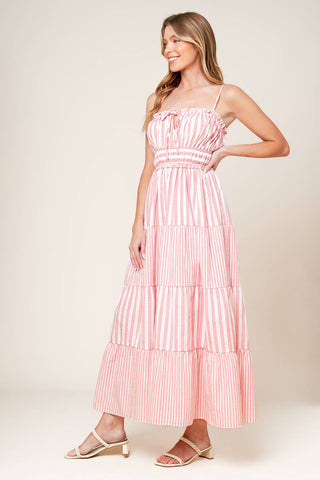 GIA PEONY PINK WOVEN MAXI DRESS - By Baano