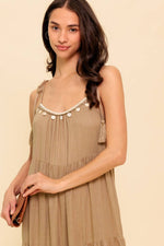 WORLD OF POSSIBLILITIES TAUPE WOVEN MAXI DRESS - By Baano