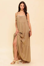 WORLD OF POSSIBLILITIES TAUPE WOVEN MAXI DRESS - By Baano