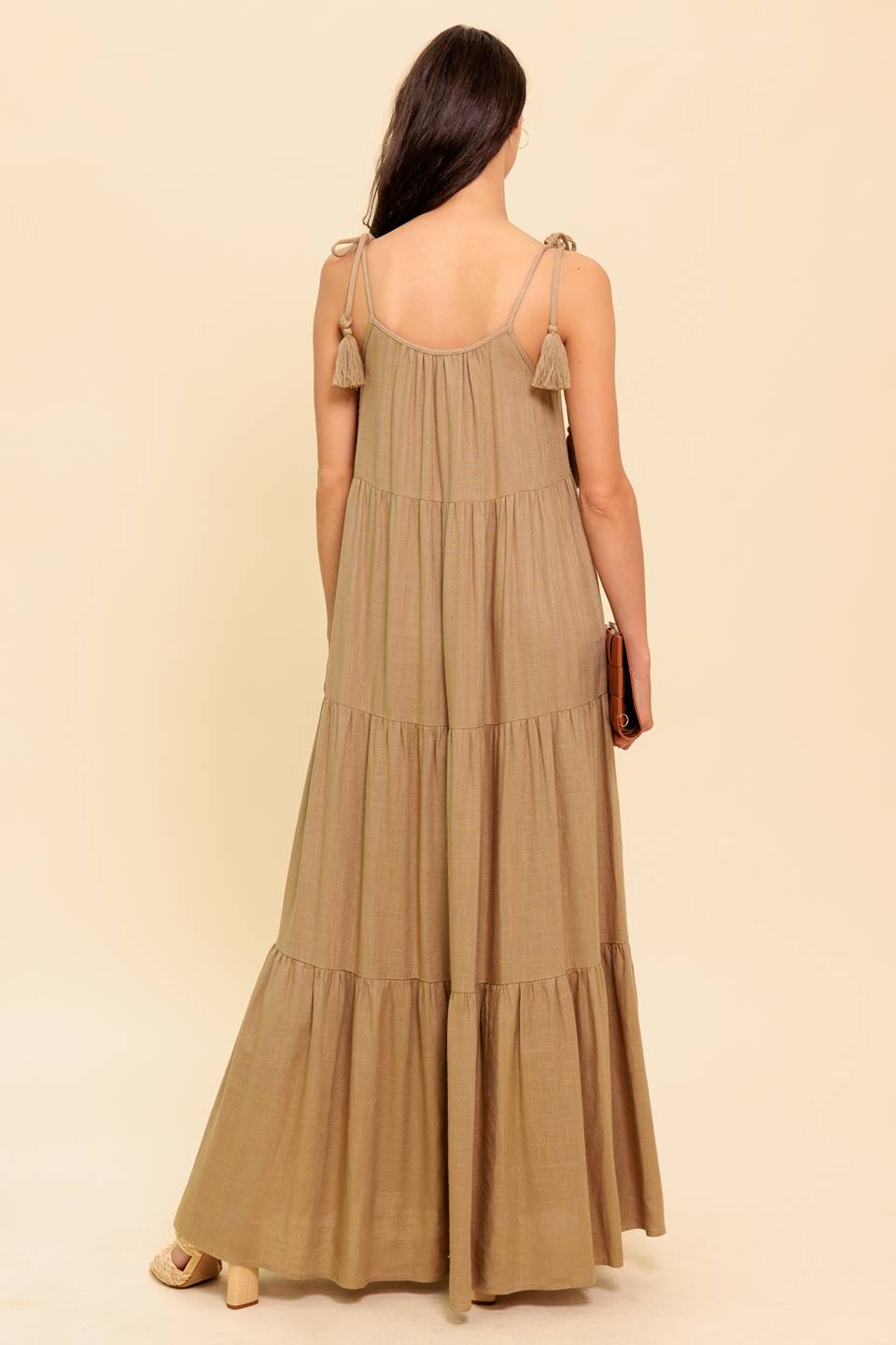 WORLD OF POSSIBLILITIES TAUPE WOVEN MAXI DRESS - By Baano