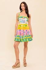 OUT OF OFFICE GREEN WOVEN MINI DRESS