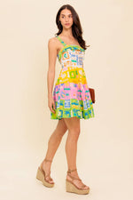 OUT OF OFFICE GREEN WOVEN MINI DRESS