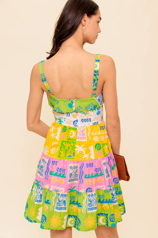 OUT OF OFFICE GREEN WOVEN MINI DRESS - By Baano
