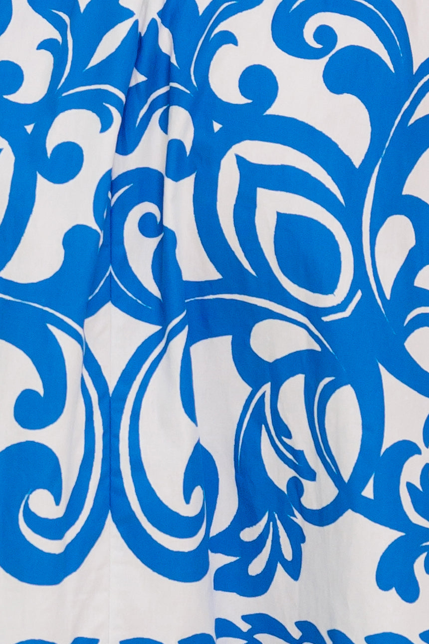 BLOOM SERENADE BLUE WOVEN MIDI DRESS - By Baano