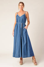 HEARTFELT MOMENT DENIM MIDI DRESS - By Baano