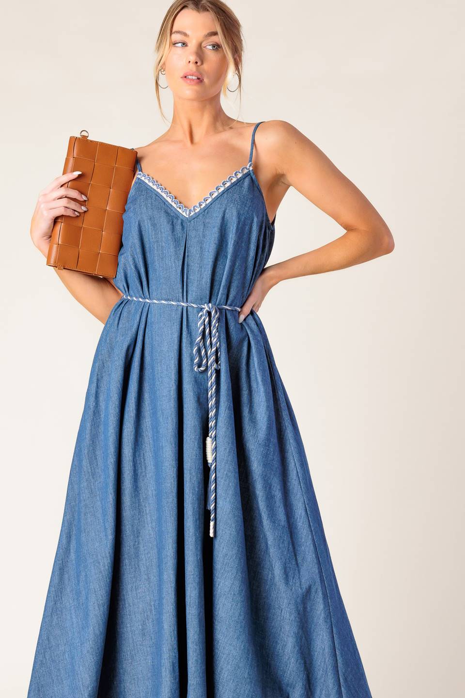 HEARTFELT MOMENT DENIM MIDI DRESS - By Baano