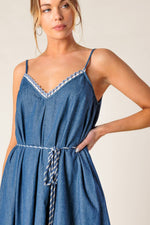 HEARTFELT MOMENT DENIM MIDI DRESS - By Baano