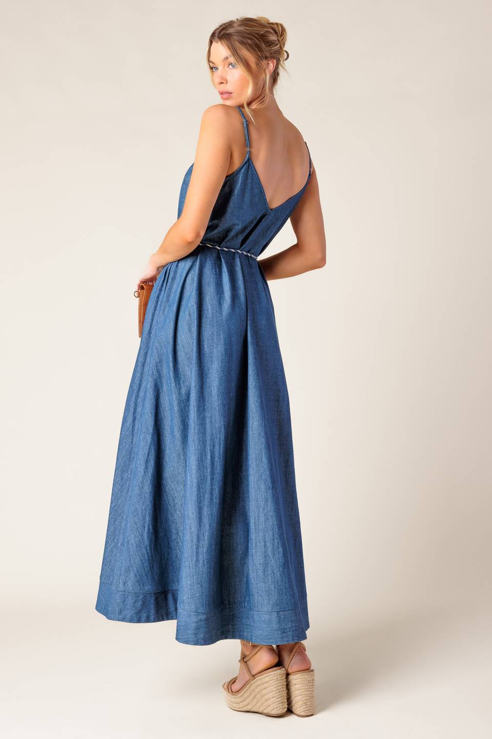 HEARTFELT MOMENT DENIM MIDI DRESS - By Baano