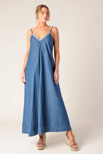 HEARTFELT MOMENT DENIM MIDI DRESS - By Baano