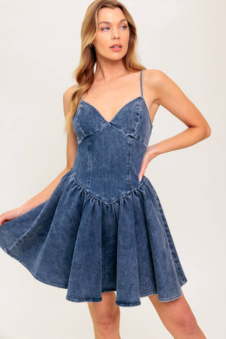 FOREVER FREE DENIM MINI DRESS - By Baano