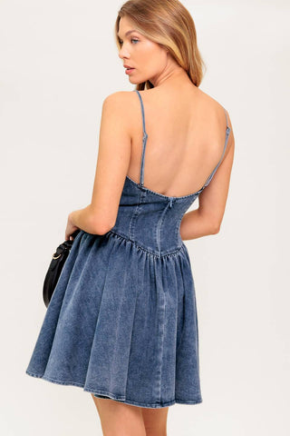 FOREVER FREE DENIM MINI DRESS - By Baano