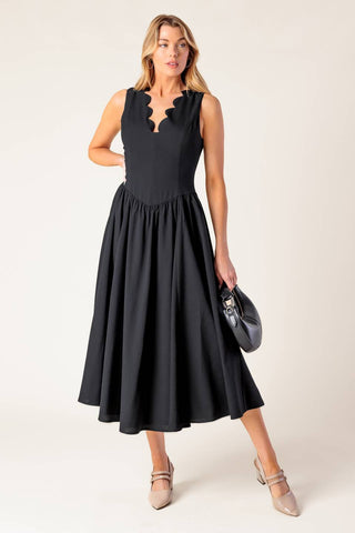 FOR THE RECORD BLACK WOVEN MIDI DRESS - By Baano