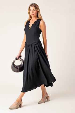 FOR THE RECORD BLACK WOVEN MIDI DRESS - By Baano