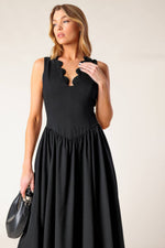 FOR THE RECORD BLACK WOVEN MIDI DRESS - By Baano