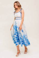 GARDEN BREEZE BLUE WOVEN MIDI DRESS - By Baano
