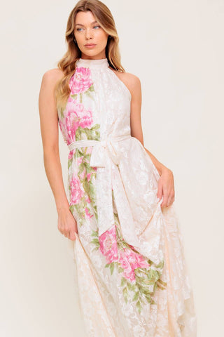 BOTANICAL DREAM WOVEN LACE MAXI DRESS - By Baano