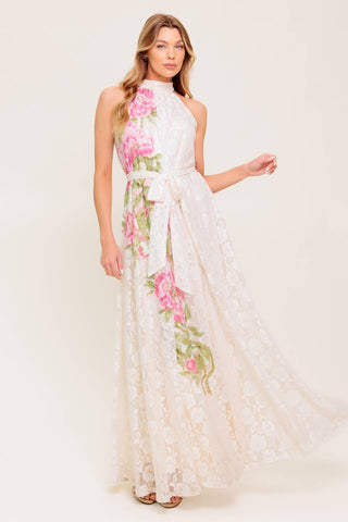 BOTANICAL DREAM WOVEN LACE MAXI DRESS - By Baano