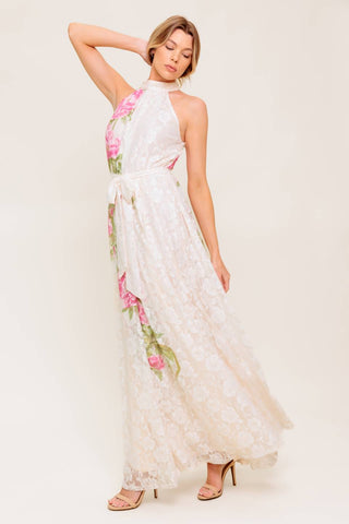 BOTANICAL DREAM WOVEN LACE MAXI DRESS - By Baano