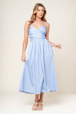 SUMMER INVITE PASTEL BLUE WOVEN MIDI DRESS - By Baano