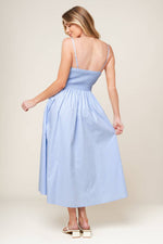 SUMMER INVITE PASTEL BLUE WOVEN MIDI DRESS - By Baano