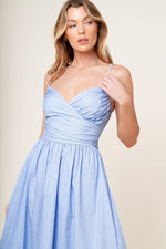 SUMMER INVITE PASTEL BLUE WOVEN MIDI DRESS - By Baano