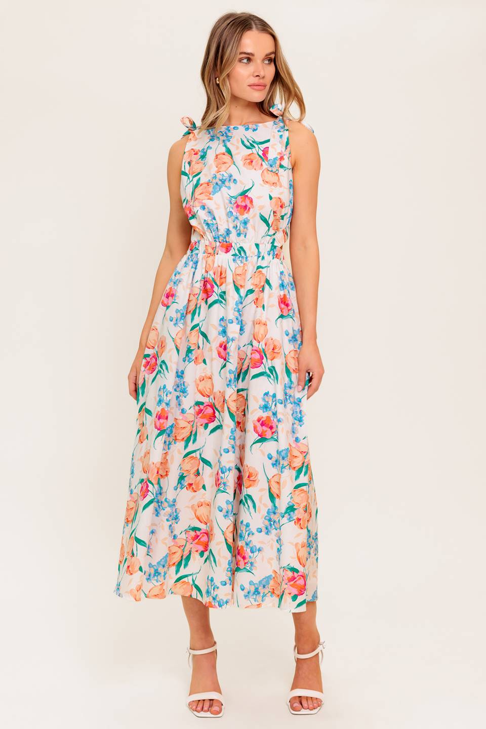 WHISPERING FLORA WOVEN MIDI DRESS - By Baano