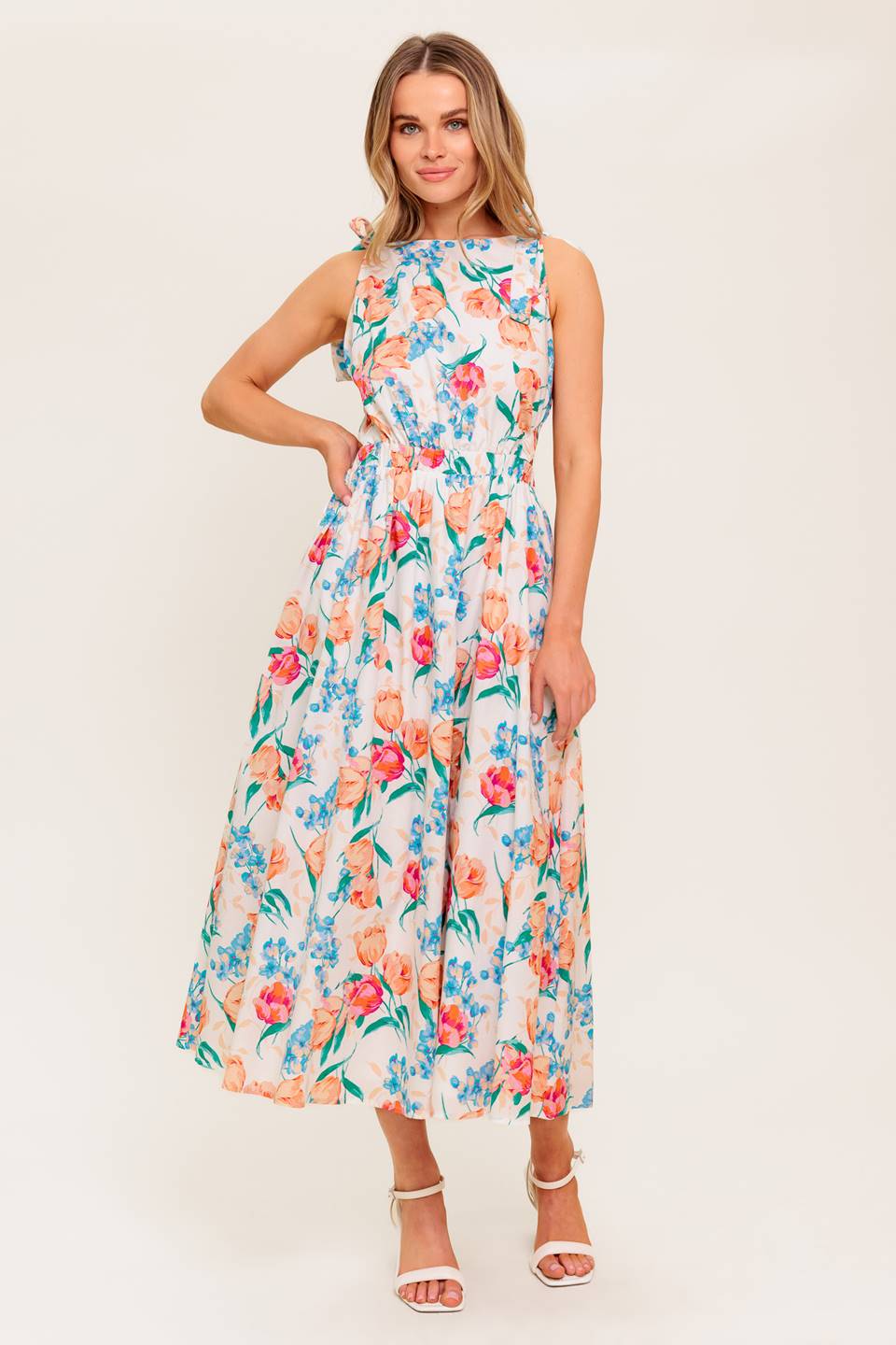 WHISPERING FLORA WOVEN MIDI DRESS - By Baano