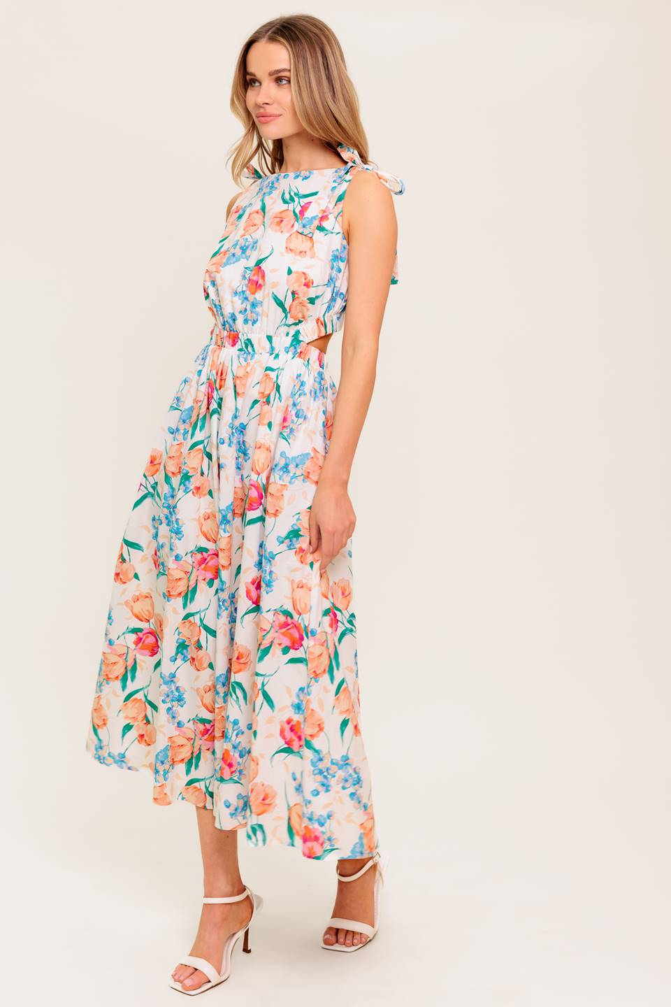 WHISPERING FLORA WOVEN MIDI DRESS - By Baano