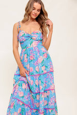 SOFT BLOOM BLUE WOVEN MIDI DRESS - By Baano