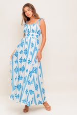 BLUE NOIR FLORAL WOVEN MAXI DRESS - By Baano