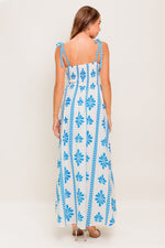 BLUE NOIR FLORAL WOVEN MAXI DRESS - By Baano
