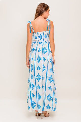BLUE NOIR FLORAL WOVEN MAXI DRESS - By Baano