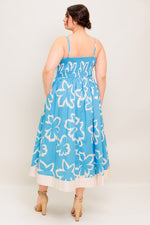 SERENE PETALS BLUE WOVEN MIDI DRESS - By Baano