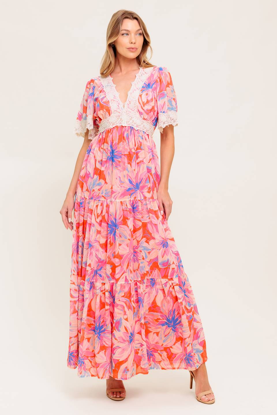MINIMAL BLOOM WOVEN MAXI DRESS - By Baano