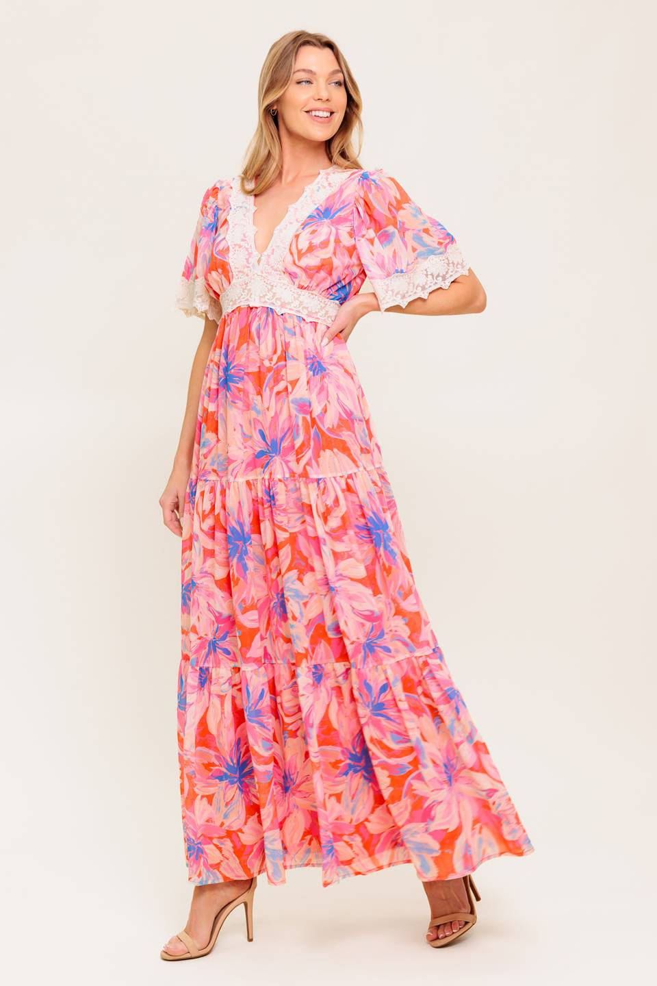 MINIMAL BLOOM WOVEN MAXI DRESS - By Baano
