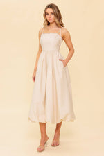 REGAL CUTIE CREAM WOVEN MIDI DRESS - By Baano